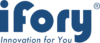 The image displays the logo of "ifory," featuring the brand name in bold, lowercase blue letters with the tagline "Innovation for You" written below in a lighter blue, italicized font. The logo includes a registered trademark symbol next to "ifory.