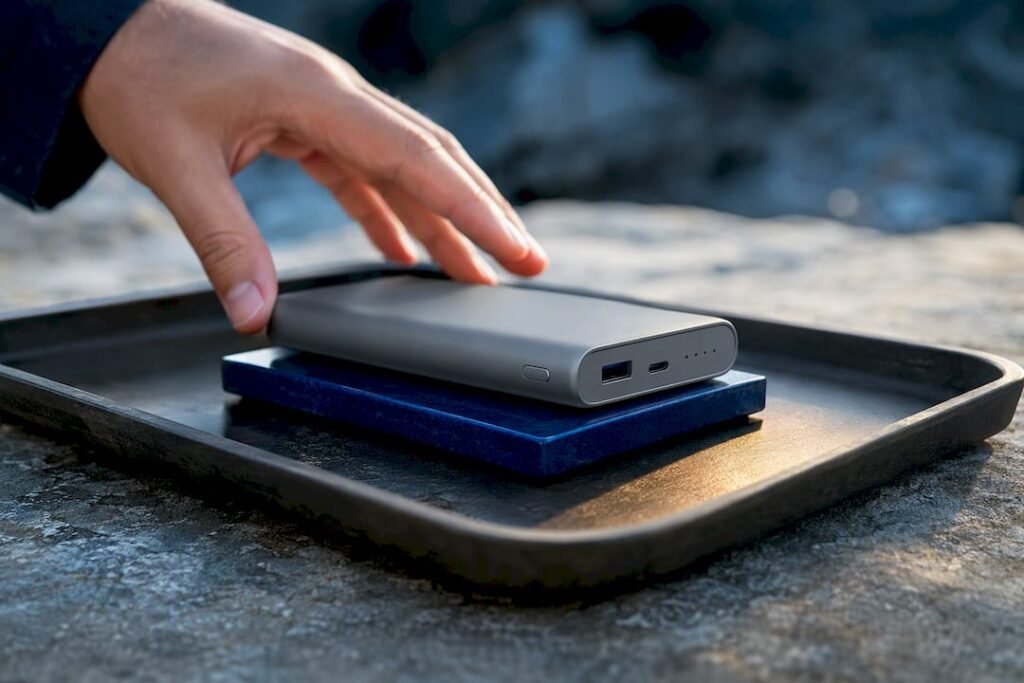 Overheating battery pack on safe surface