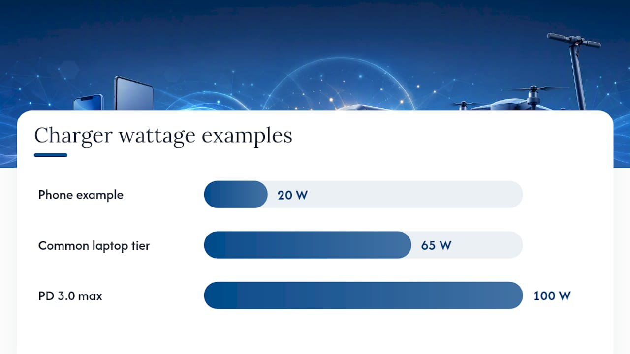 65W and 100W charger output comparison