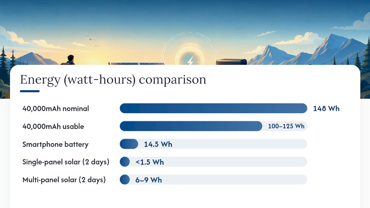 Comparison of power bank and solar output