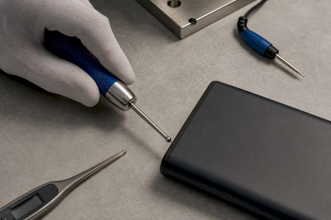 Thermal probe testing battery casing safety