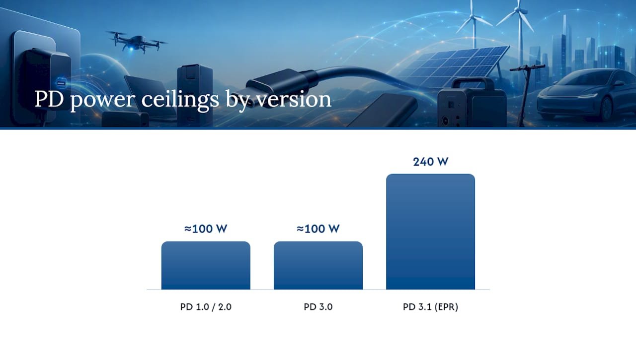 PD Version History: From 5W Basics to 240W EPR — overview diagram