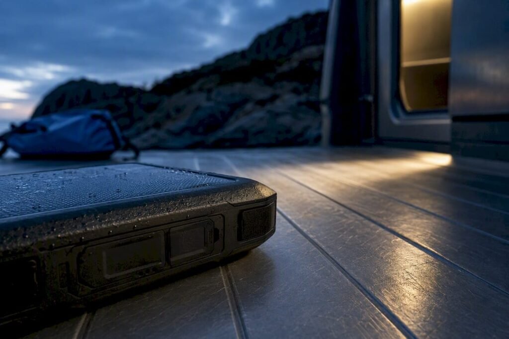 Power bank corner after boat deck impact