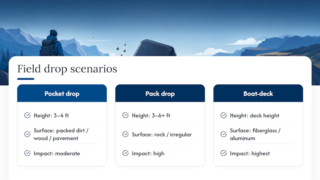 Three outdoor power bank drop scenarios