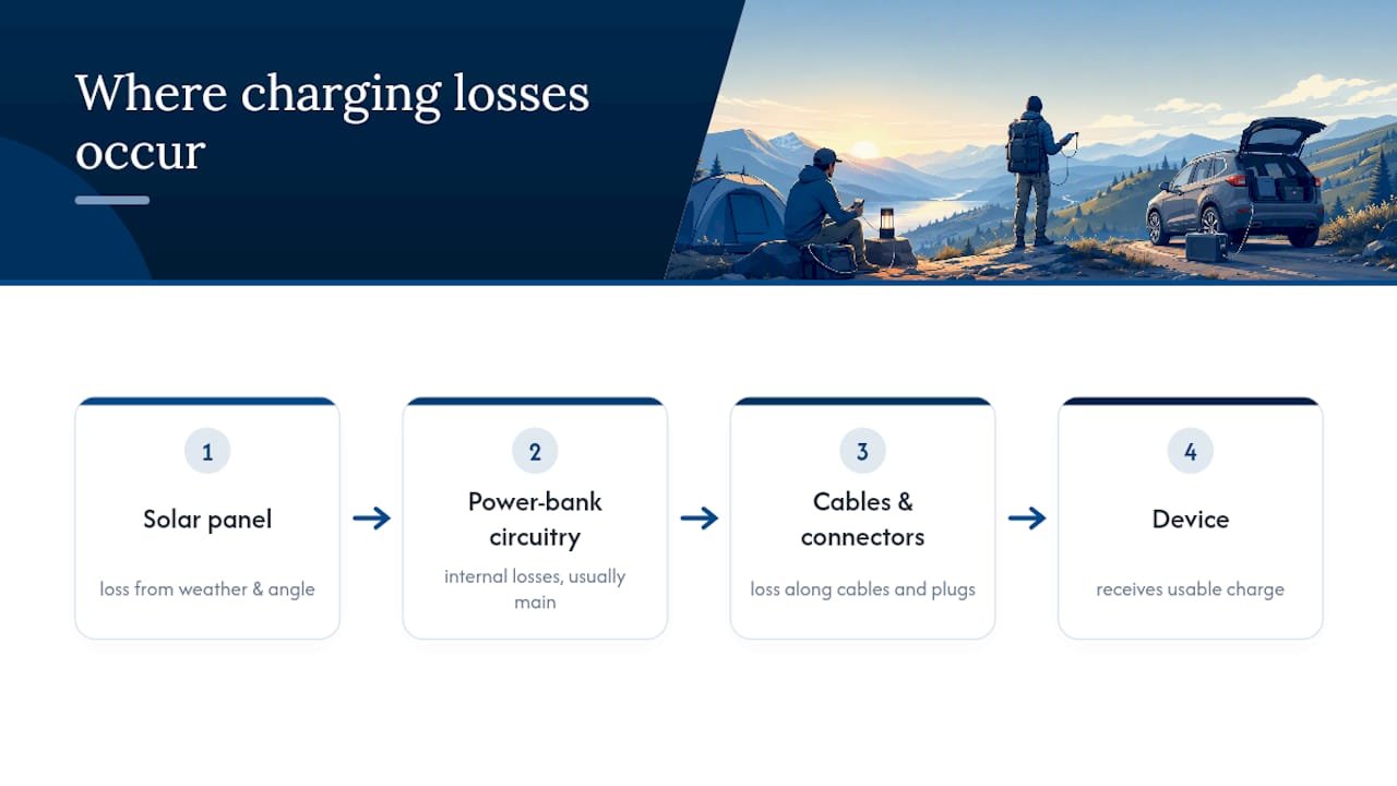 Three stages where outdoor charging energy is lost