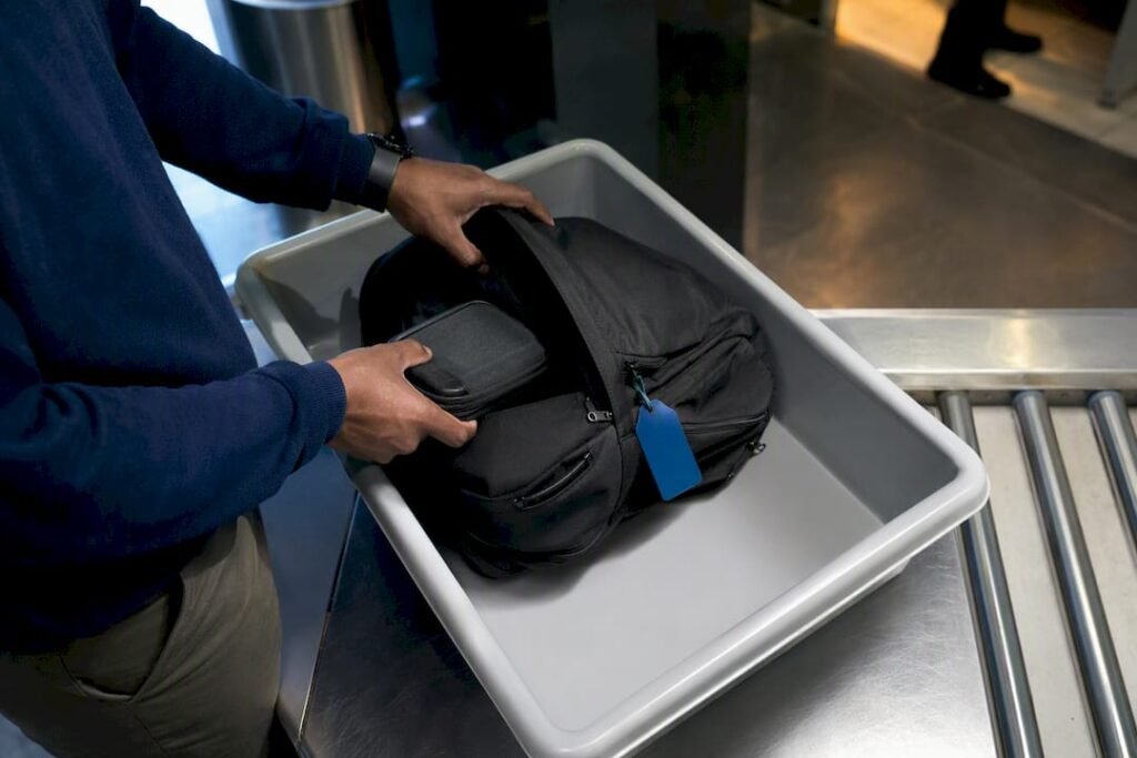 Battery packed in cabin bag at airport security