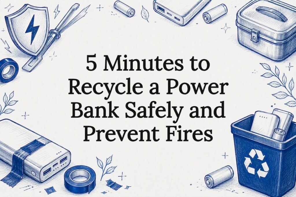 Decorative power bank recycling safety title card