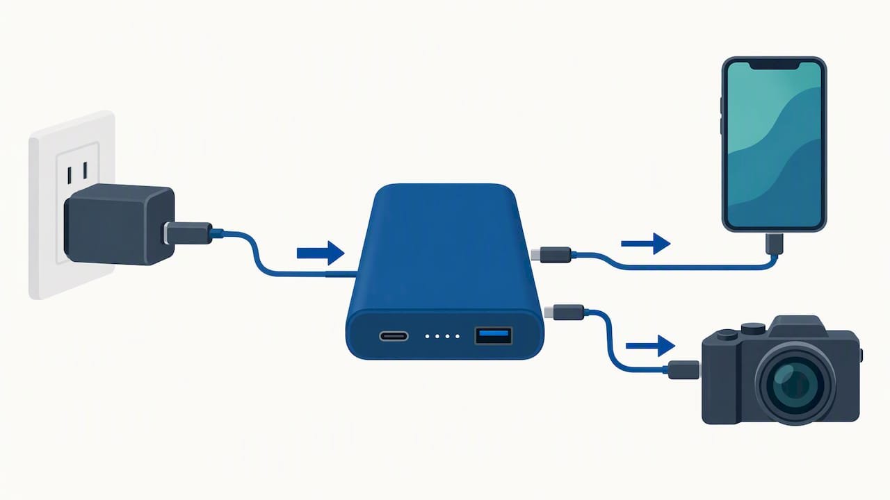 Power bank input and output flow