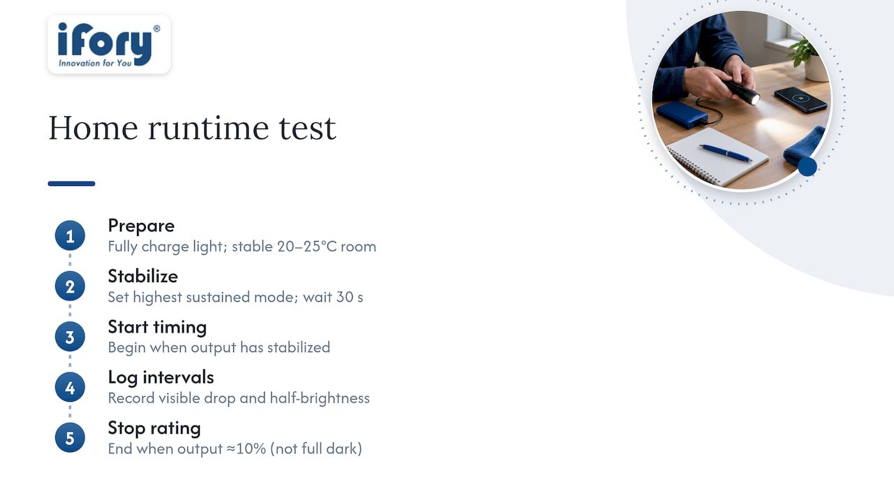 Steps for measuring flashlight runtime accurately